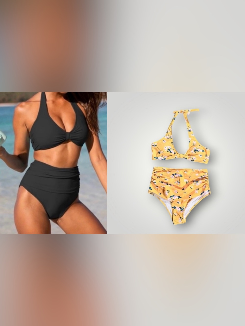 NWT Women’s Retro High Waisted Floral Print Bikini Set Mixed Size